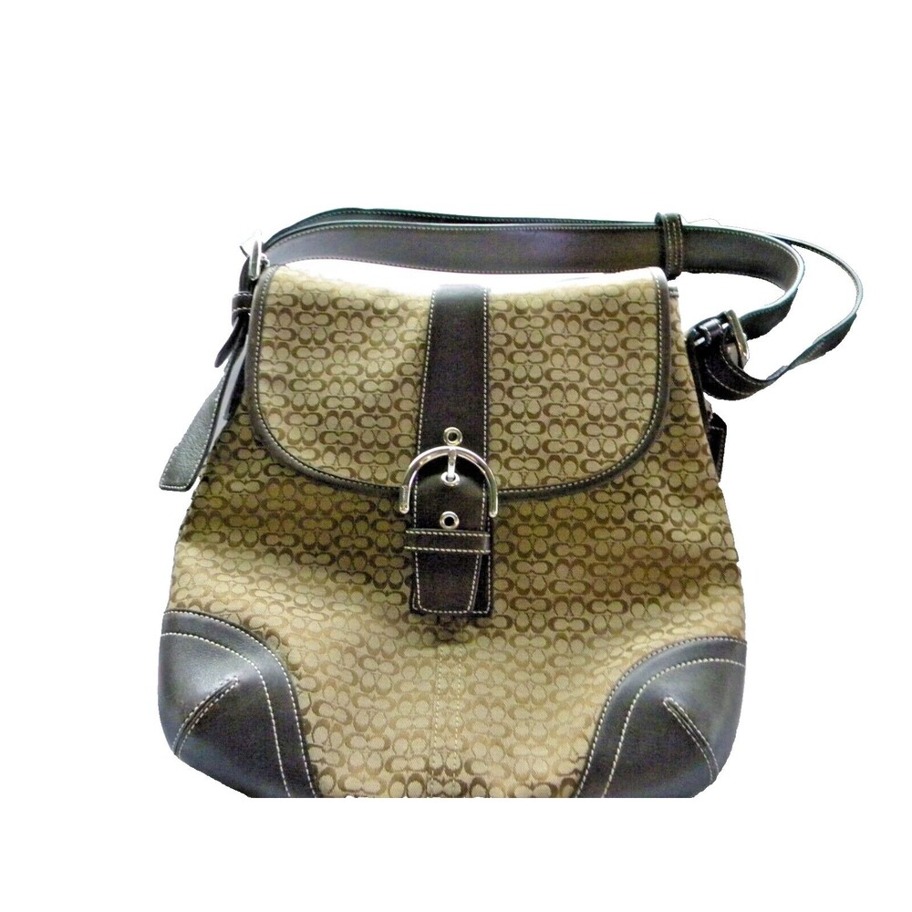 Vintage COACH Brown Signature Jacquard Monogram Crossbody Shoulder Bag F3K-6376